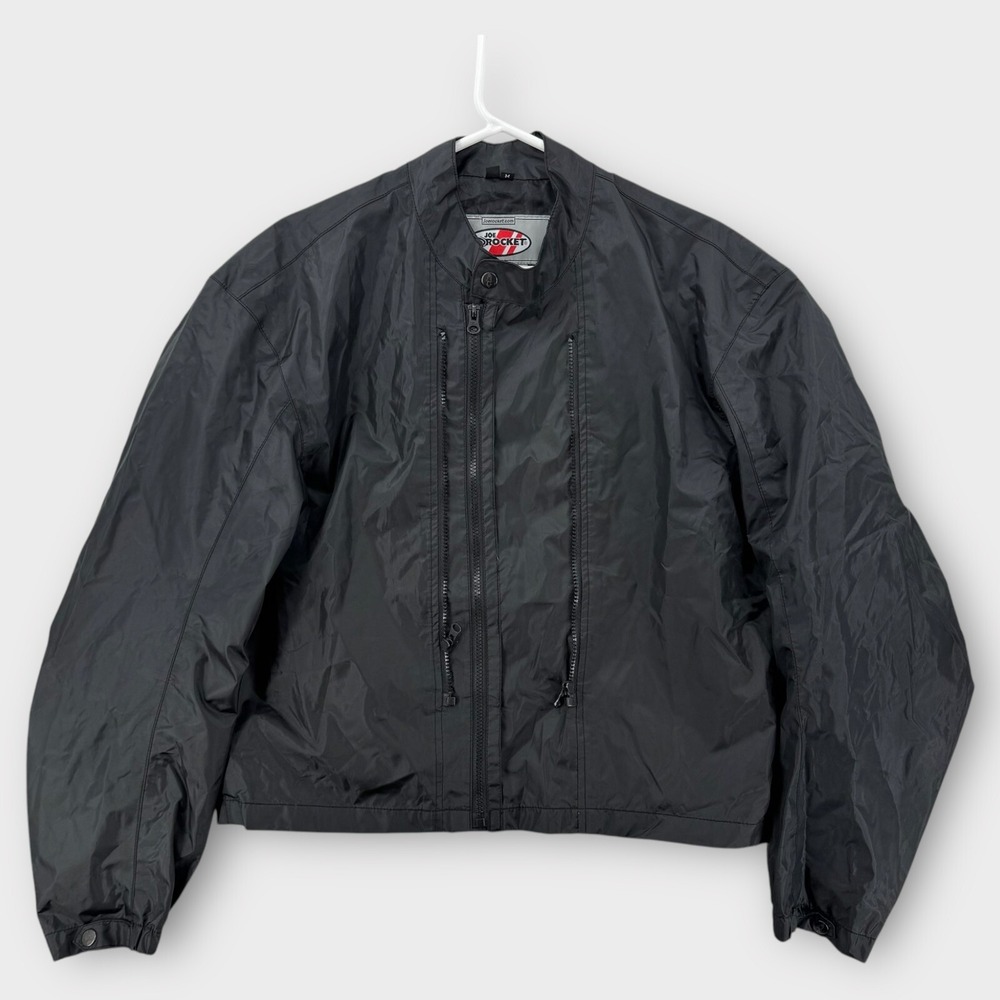 Joe Rocket Motorcycle Jacket Mens Medium Black Nylon‎ Zipper Biker Lightweight